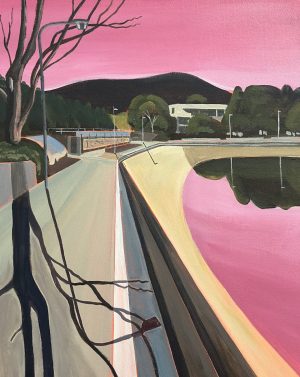 Pink sunset over kunanyi 400x500mm acrylic on canvas (thin stretcher bars). Contact me to purchase.