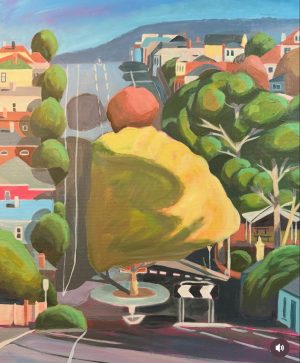 Hill Street shadows 400x500mm acrylic on canvas - contact me to purchase