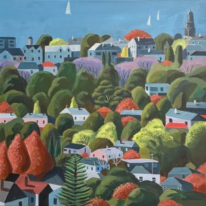 Amongst the trees 460x460mm acrylic on canvas