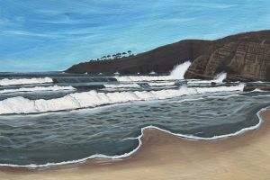 Clifton Beach summer 900x600mm acrylic on canvas