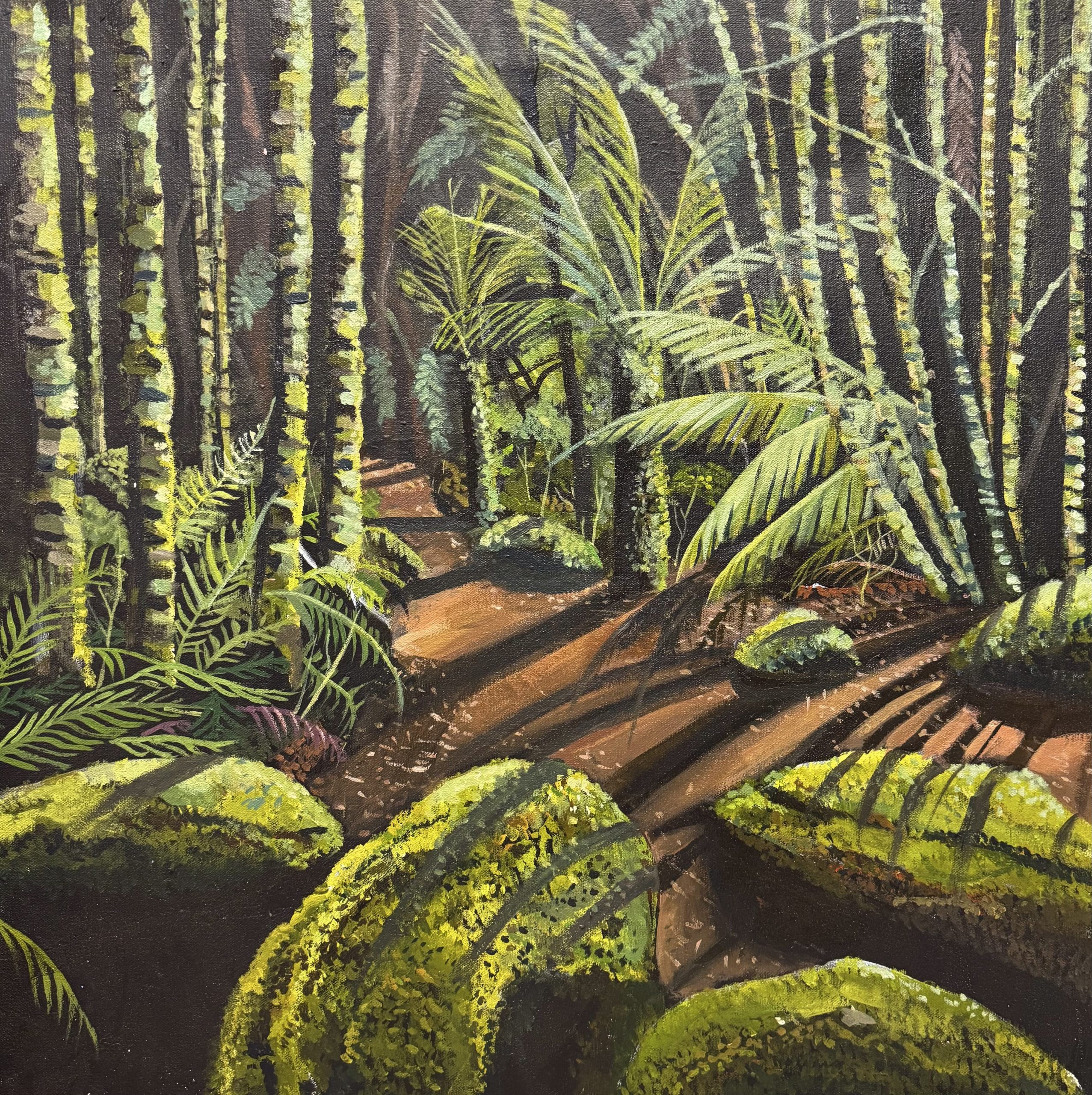 Rainforest walk 560x560mm acrylic on canvas