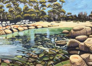 Binalong swim 400x500mm acrylic on canvas