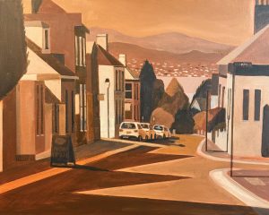 Hampden Road summer shadows 400x500mm framed canvas